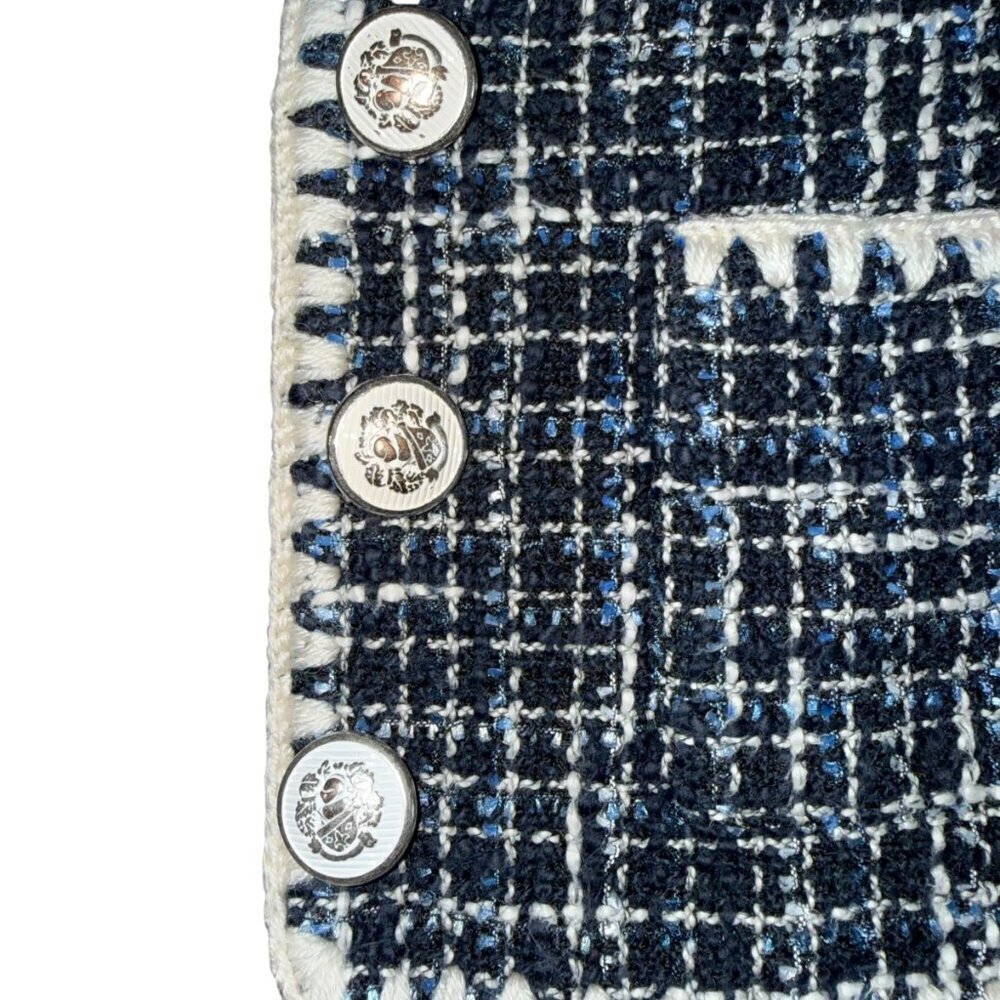 Veronica Beard Bosea Tweed Crop Jacket Blue White Cotton Blend Blazer Size 2 NWT - Picture 8 of 10